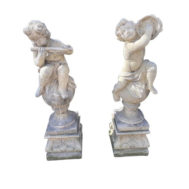 Stone Garden Stone Sculpture Cherubs, 1950s, Set of 4 For Sale - Image 7 of 12