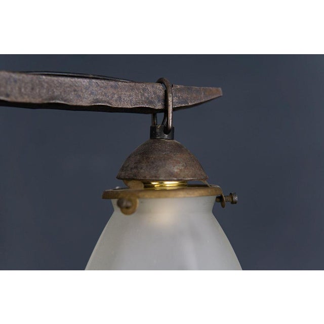 Art Nouveau Forged Iron Chandelier For Sale - Image 6 of 10