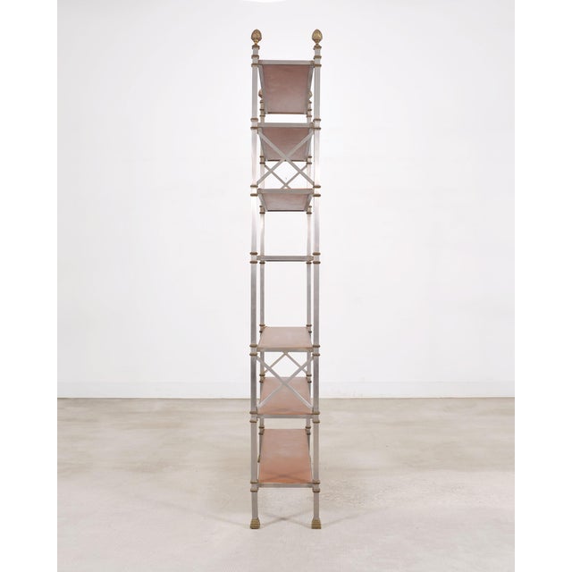 Silver Maison Jansen Style Steel Bronze Neoclassical Bookcase Étagère For Sale - Image 8 of 18