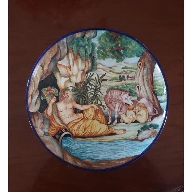 1971 Signed Large Hand Painted Italian Decorative Plate For Sale - Image 10 of 11