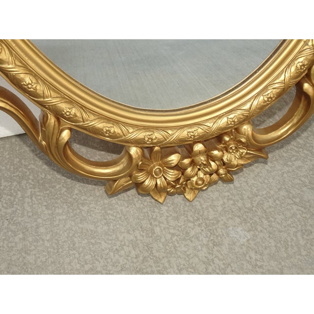 Vintage Syroco French Provincial Ornate Gold Oval Mirror ~ Hollywood Regency For Sale - Image 10 of 12