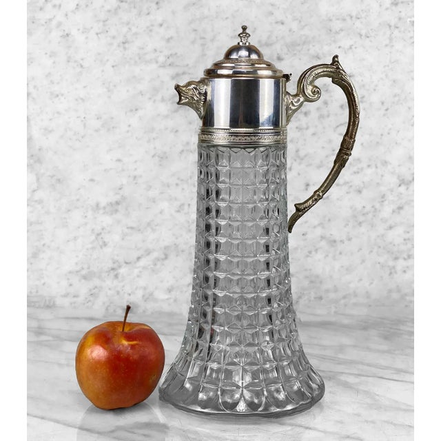 Vintage Victorian Crystal Glass Ewer Pitcher with Figural Dolphin Motif, c. Mid 20th Century - Pairs Nicely with Many...