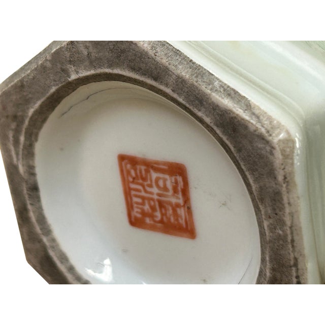Chinese Scenery Graphic Hexagonal White Porcelain Art Vase For Sale - Image 15 of 15