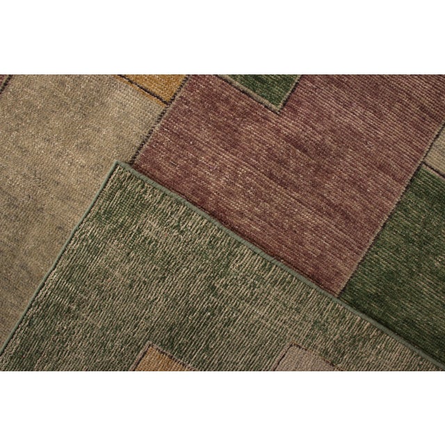 Rug & Kilim Rug & Kilim’s Piet Rug in Eggplant and Green, 6x9 For Sale - Image 4 of 6