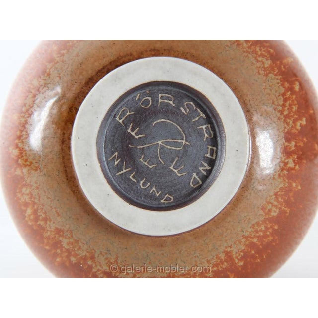 Rörstrand Vintage Scandinavian Orange Ceramic Vase by Gunnar Nylund for Rörstrand For Sale - Image 4 of 6