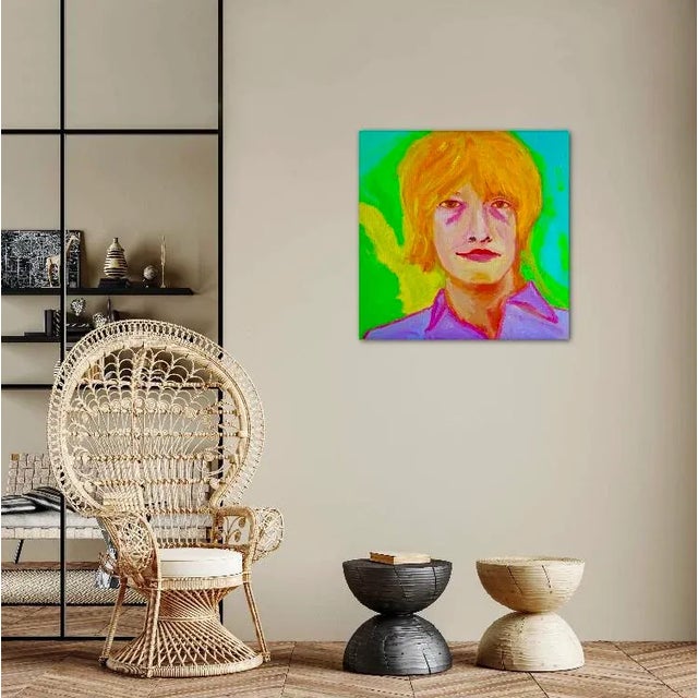 Textile Contemporary Original Pop Art Portraiture Oil Painting For Sale - Image 7 of 12