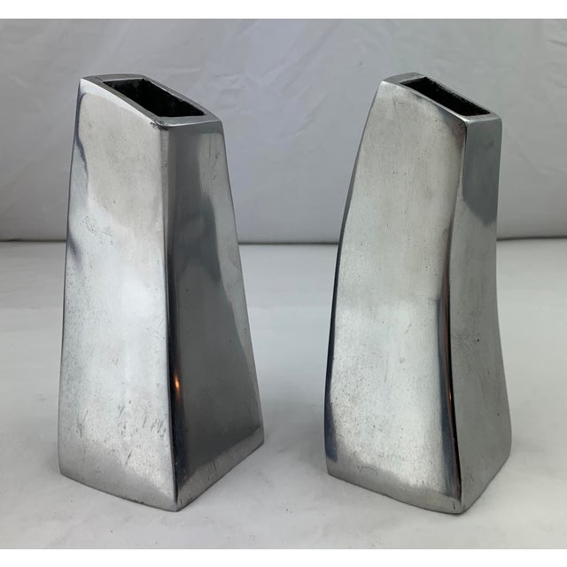 1990s 1990s Vintage Modern Aluminum Vases- Set of 2 For Sale - Image 5 of 10