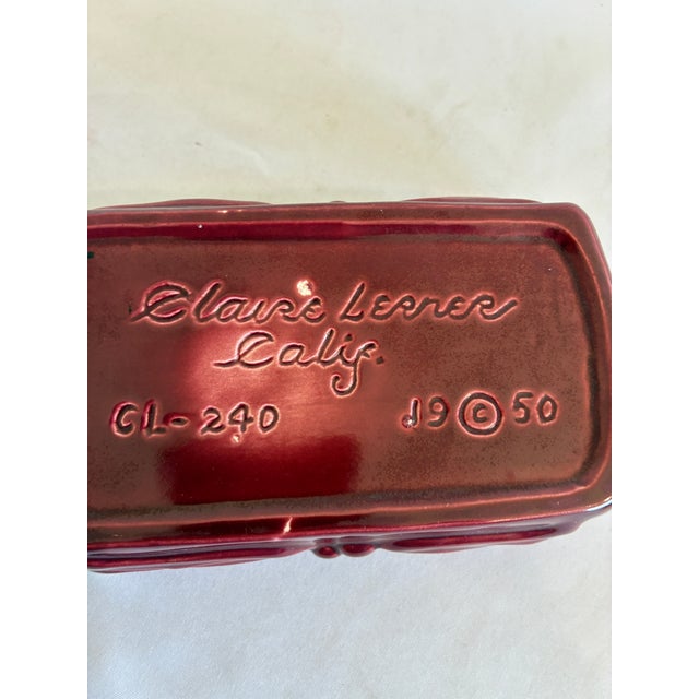 1950s Claire Lerner California Red Floral Ceramic Box For Sale - Image 9 of 10