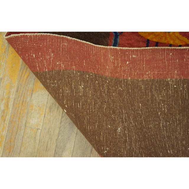 1920s Red Burgundy Floral Open Field Antique Chinese Art Deco Wool Rug 8' X 9'9" For Sale - Image 9 of 9