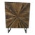 Rough-Hewn Wood Sunburst Cabinet With Metal Base For Sale