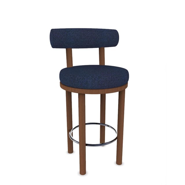 Contemporary Collector Modern Moca Bar Chair in Safire 11 Fabric and Smoked Oak by Studio Rig For Sale - Image 3 of 7