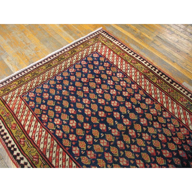 Late 19th Century 1890s Blue Navy Geometric Antique n.w. Persian Rug 4' X 9'9" Handknotted Wool Carpet For Sale - Image 5 of 5