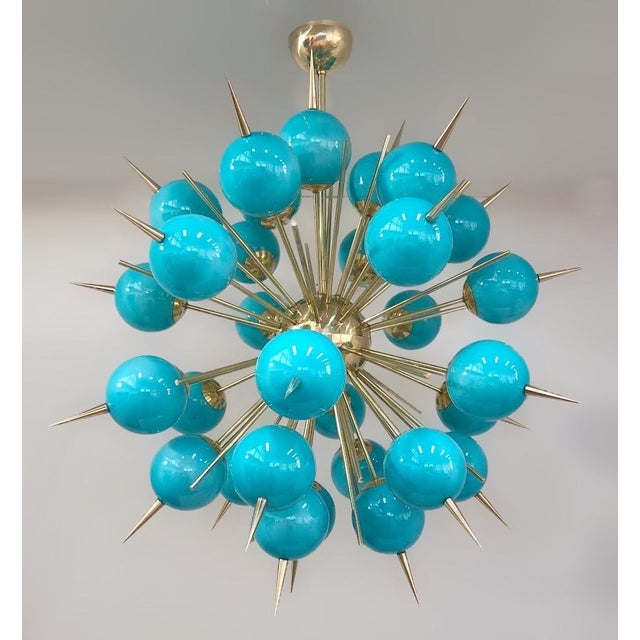 Italian 21st Century Tiffany Blue Murano Pinocchio Chandelier by Fabio LTD For Sale - Image 3 of 7
