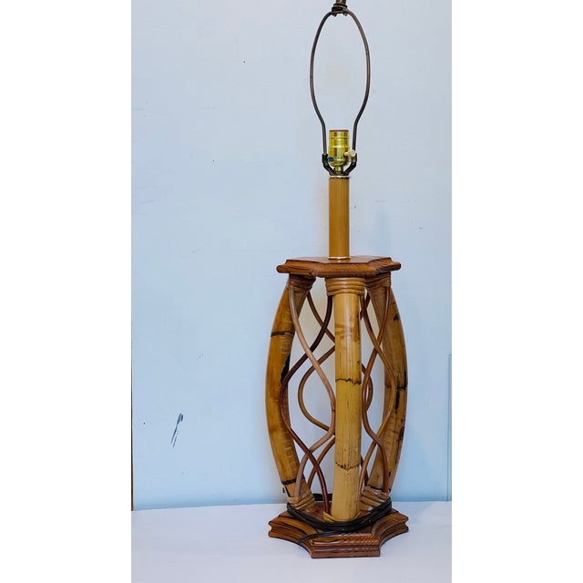 1950s Mid 20 Th C Bamboo Safari Lamp For Sale - Image 5 of 8