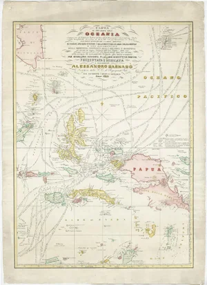 Large Italian Map of Islands of Oceania including Papua, Timor, Banda and Ceram, 1855