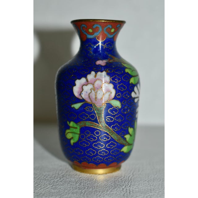 Vintage Mini Cloisonné Vase W/Floral Details For Sale In Philadelphia - Image 6 of 9