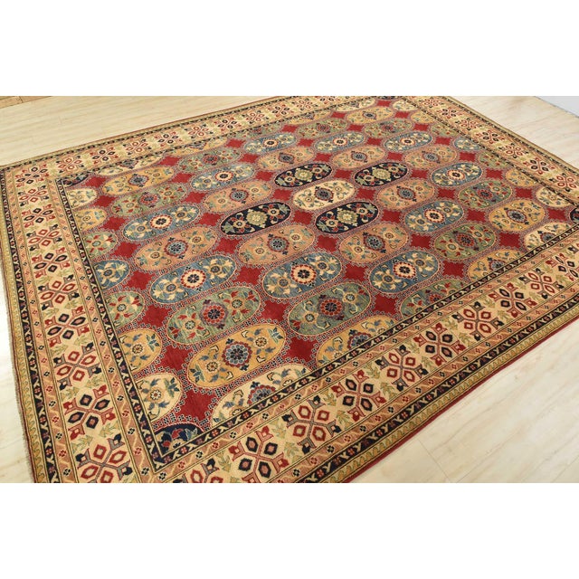 Traditional Kazak Rug 9′ X 11’11” Red Wool Traditional Hand-Knotted Oriental Carpet For Sale - Image 3 of 12