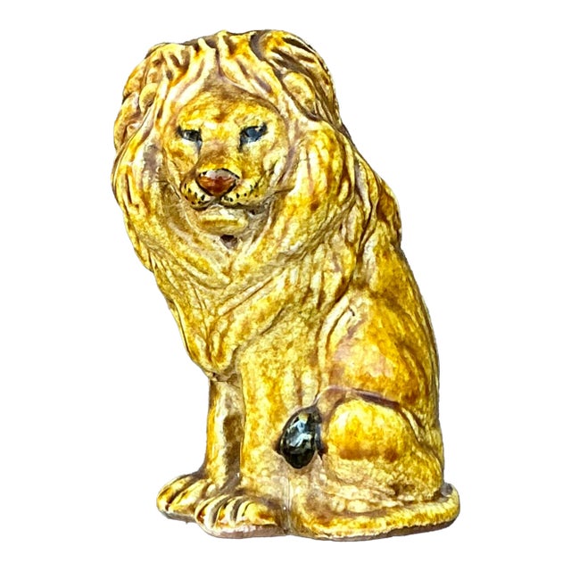 Vintage Italian Glazed Ceramic Lion For Sale