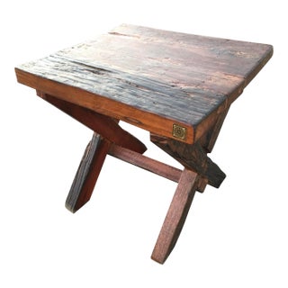 Reclaimed Teak Wood End Table From Antique Vessel For Sale