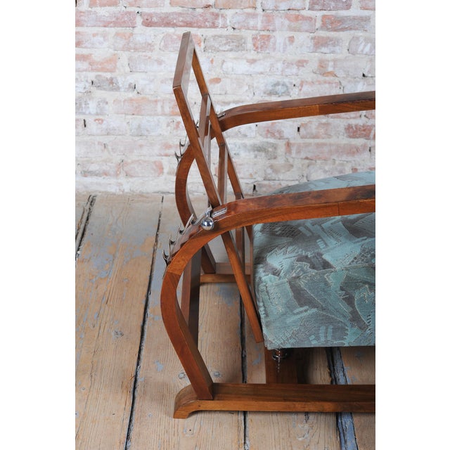 Czech Art Deco Reclining Armchair in Walnut and Chrome, 1930s For Sale - Image 9 of 18