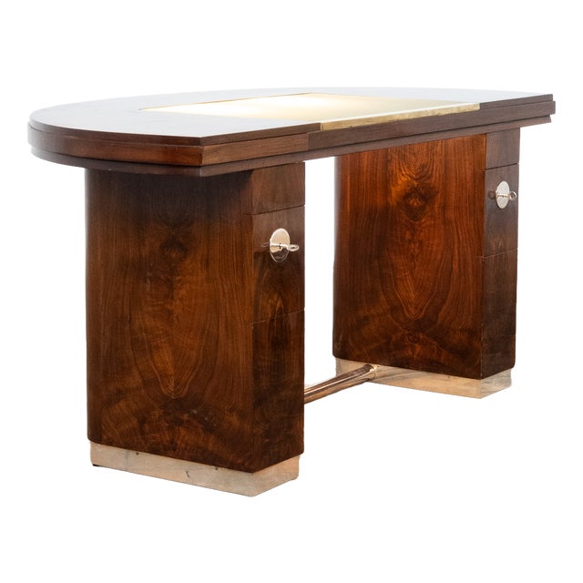 Vintage Art Deco Desk and Chair, 1950, Set of 2 For Sale