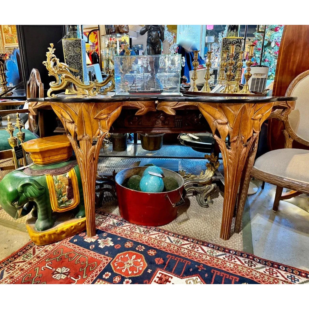 Pair Carved Wood Consoles in the Style of Serge Roche | Chairish