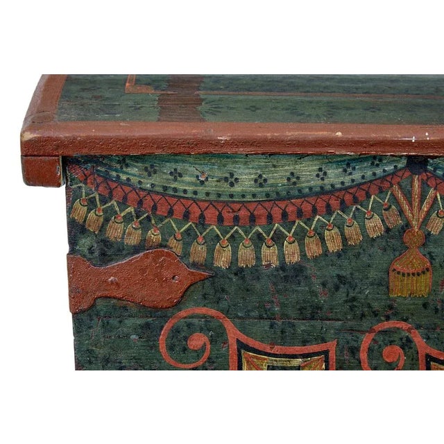Mid-19th Century Swedish Hand Painted Oak Coffer For Sale - Image 4 of 10