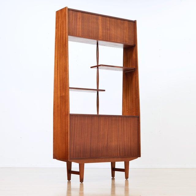 Wood Mid Century Teak Bookcase Room Divider For Sale - Image 7 of 9