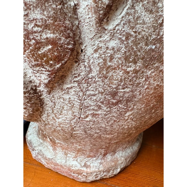 Ceramic Large Hand-Thrown Terracotta Floor Jar With Artichoke Relief, Scroll Handles and Natural Whitewash Patina For Sale - Image 7 of 15