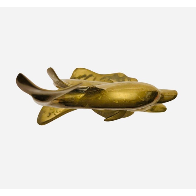 1970s Vintage 11” Brass Dolphin Sculpture MCM Hollywood Regency Nautical Decor. For Sale - Image 5 of 6
