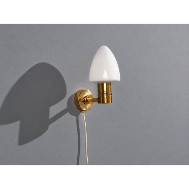Hans-Agne Jakobsson, Wall Sconce, Brass, Opaline Glass, Sweden, 1960s For Sale - Image 4 of 12