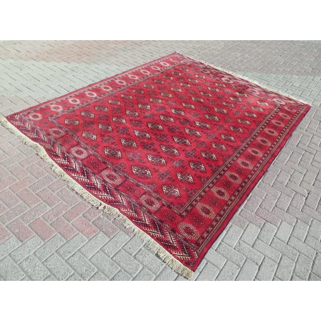 1960s Vintage Bukhara Area Rug - 91"x121" For Sale - Image 12 of 12