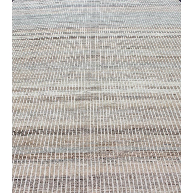 Muted Taupe and Gray Casual Modern Rug With Combination of Kilim/Piled 10'8 X 14'0 For Sale In Atlanta - Image 6 of 16