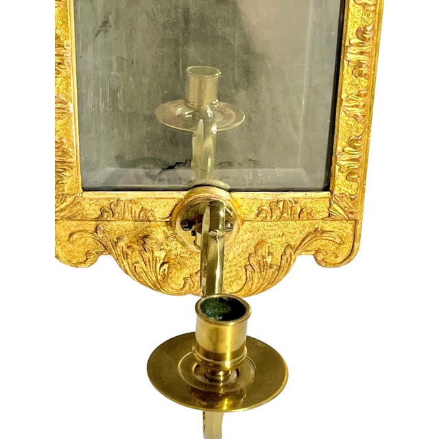 Pair of Italian Rococo Style Giltwood Mirrored Candle Sconces For Sale - Image 12 of 18