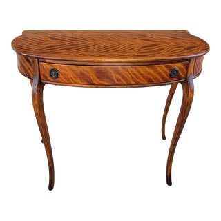 Antique Biedermeier Style Tiger Mahogany Demi-Lune Hall Table For Sale
