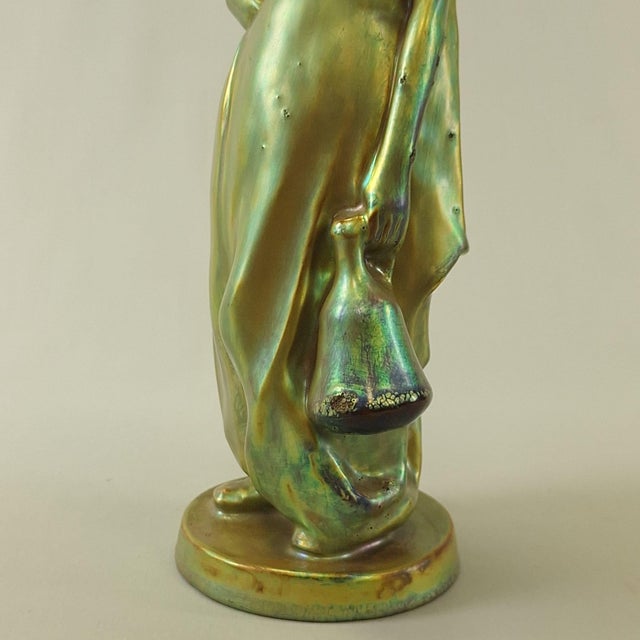 Lime Art Nouveau Eosin Glazed Figure, 1920s For Sale - Image 8 of 10