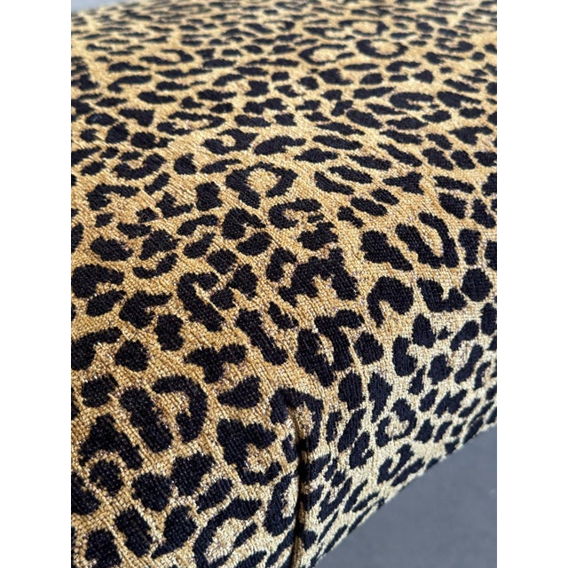 1960s Custom Made Waterfall Bench in Leopard Fabric For Sale - Image 9 of 9