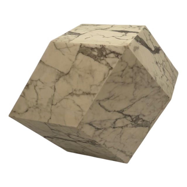 Italian Polyhedral Table in Faux Carrara Marble by Mattia Bonetti, 1990s For Sale