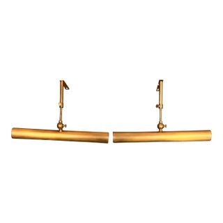 Restoration Hardware Gallery Antiqued Brass Picture Lights, Pair For Sale