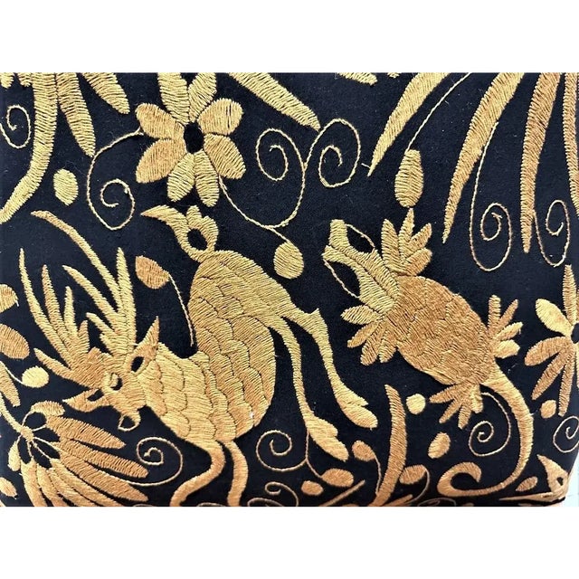 Late 20th Century Empress Carlota' Louis XV Large Fauteuil - Carved Walnut Reupholstered With Otomi Hand Embroidery and Leather For Sale - Image 9 of 13