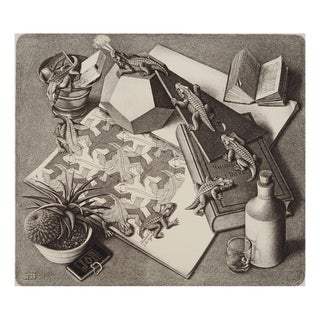 MC Escher, Still Life with Reptiles, Facsimile of the Original Wood Engraving For Sale