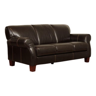 Contemporary Brown Leather Sofa For Sale