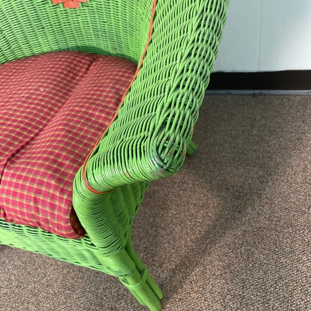 Vintage Green Wicker Chair Chairish
