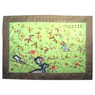 Large Silk Chinese Embroidery Wall Hanging or Mat For Sale