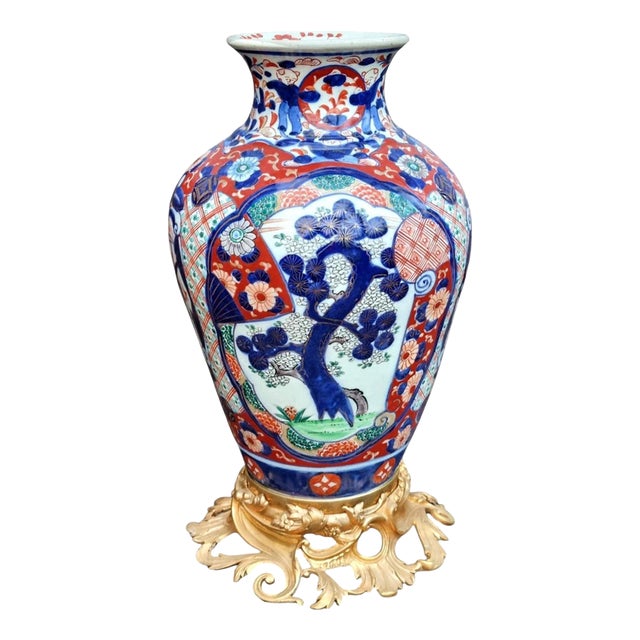 19th Century Japanese Arita Imari Porcelain Vase with Ormolu Mounts For Sale