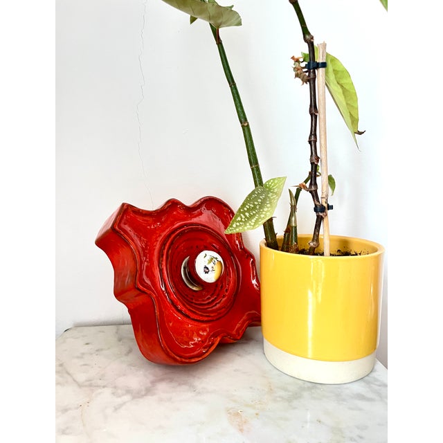 Ceramic Vintage Fat Lava Red Ceramic Wall Lamp from Hustadt Leuchten, Germany, 1970s For Sale - Image 7 of 10