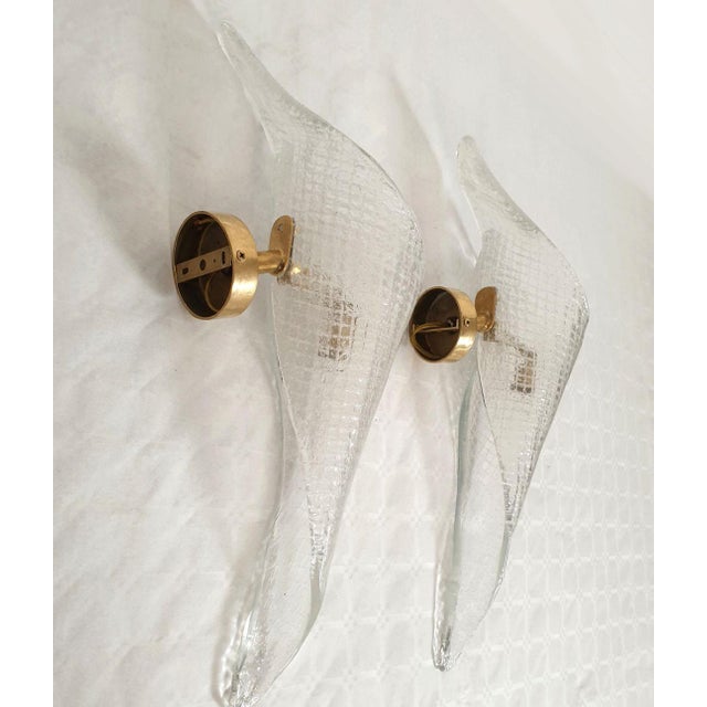 Metal Italian Mid Century Murano Glass Sconces - a Pair For Sale - Image 7 of 11