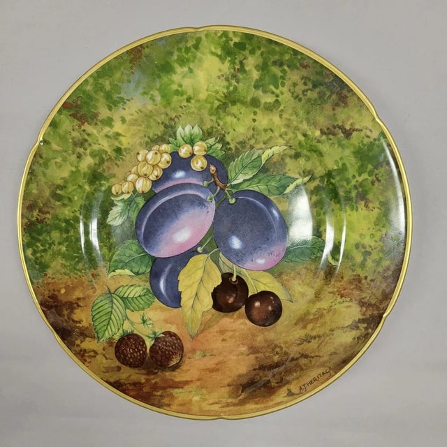 Mid 20th Century A.j. Heritage Rochard 10" Limoges France Decorative Fruit Plates, Set of 6 For Sale - Image 5 of 9