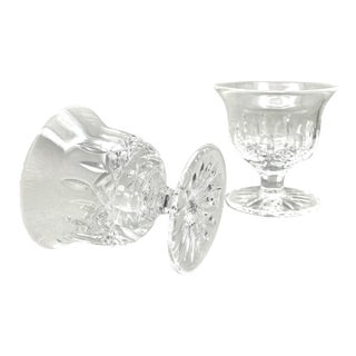Mid 20th Century Pair of Vintage Waterford Crystal Glandore Pattern Footed Sherbet Dessert Bowls For Sale