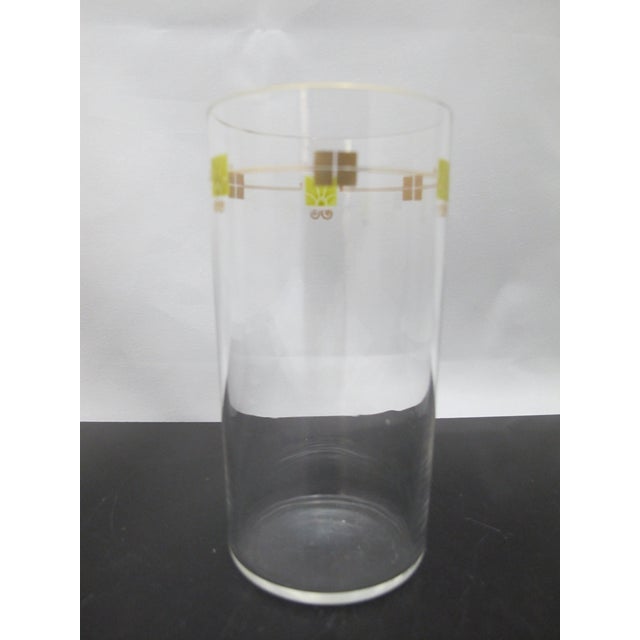 Mid 20th Century MCM Mid Century Modern Gold & Green Enamel Crystal Water Tumbler Glass Pair For Sale - Image 4 of 6